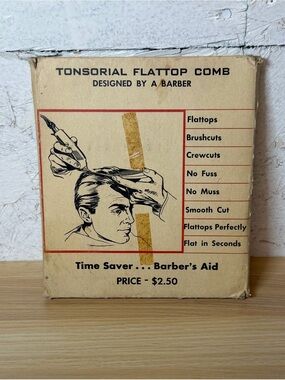 1950s Sorial Tonsorial Flattop Comb original packaging with comb